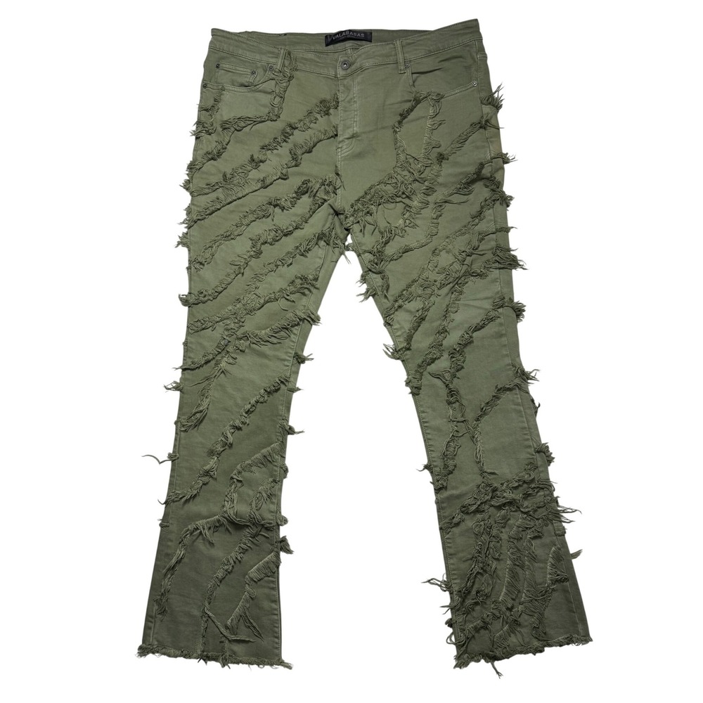 VALABASAS "GRIT" LIGHT EMERALD STACKED FLARE JEAN‎ Men's Size 42x36